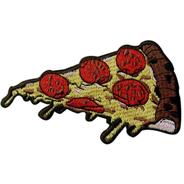 ZEGIN Airsoft Morale Patch 1 Pepperoni Pizza Slice Italian Fast Food Retro Embroidered Applique Iron On Sew On Patch