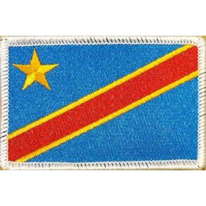 Fast Service Designs Airsoft Morale Patch 1 Democratic Republic of The Congo Flag Patch with Hook & Loop Travel Patriotic MC Biker Morale Emblem #06 (White Border)