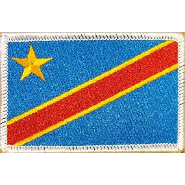 Fast Service Designs Airsoft Morale Patch 1 Democratic Republic of The Congo Flag Patch with Hook & Loop Travel Patriotic MC Biker Morale Emblem #06 (White Border)