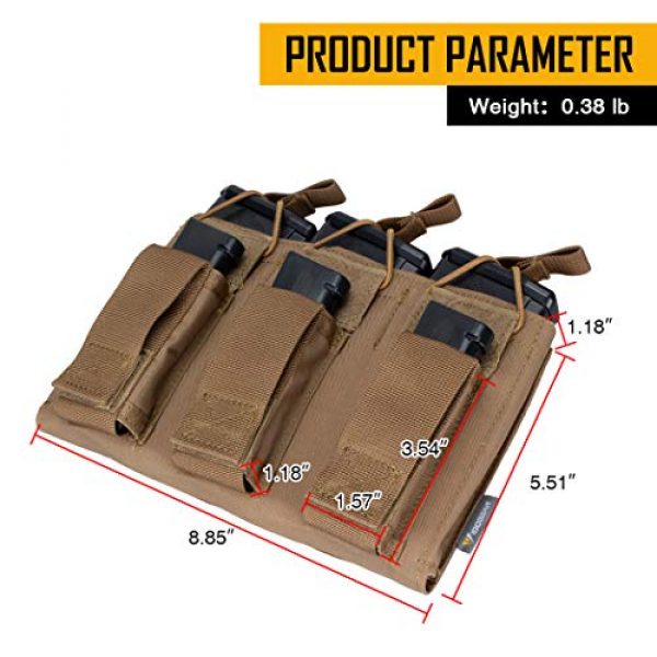 IDOGEAR Tactical Pouch 3 IDOGEAR Triple Mag Pouch Open-Top Triple Kangaroo Magazine Pouch and Pistol Mag Pouch 500D Nylon Airsoft Hunting Military Gear