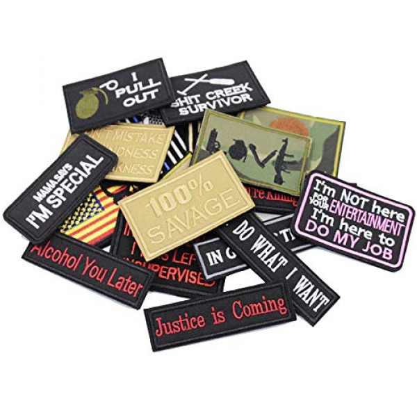 DATOUWEN ACCESSARY Airsoft Morale Patch 3 ZHDTW 18pcs Assorted Tactical Morale Patches for Army Fans Embroidery Patch for Backpack Bags Uniforms with Hook and Loop (DT018)