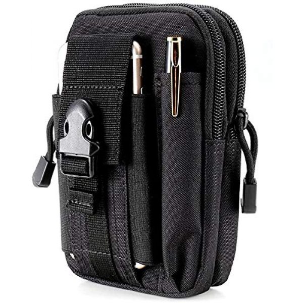 MoMo Casier Tactical Pouch 1 Tactical Molle Pouch Compact EDC Utility Gadget Belt Waist Bag Pack Camping Hiking Outdoor with Cell Phone Holster for iPhone 6 6s 7 8 PLUS Samsung S5 S6 S7 Edge Note 2 LG G3 G4 G5 HTC M7 M8, Black