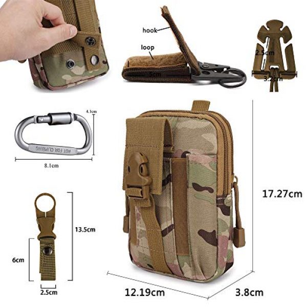 Ecango Tactical Pouch 7 Tactical Molle Pouch Multipurpose EDC Waist Bag Outdoor Compact Water-Resistant Utility Gadget Organizer with Shoulder Strap, Carabiner Clip, Key Ring, Water Bottle Carrier and Web Dominators