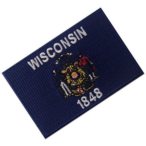 EmbTao Airsoft Morale Patch 3 Wisconsin State Flag Embroidered Emblem Iron On Sew On WI Patch