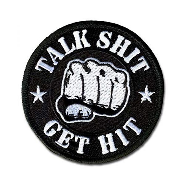 BASTION Airsoft Morale Patch 1 BASTION Morale Patches (Talk Shxx Get Hit, BNW) | 3D Embroidered Patches with Hook & Loop Fastener Backing | Well-Made Clean Stitching | Military Patches for Tactical Bag, Hats & Vest