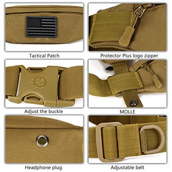Protector Plus Tactical Pouch 7 Protector Plus Tactical Running Waist Pack Belt Military Fitness Fanny Bag Sling Hip Bumbag MOLLE Army Lumbar Gear Pocket (Patch Included)