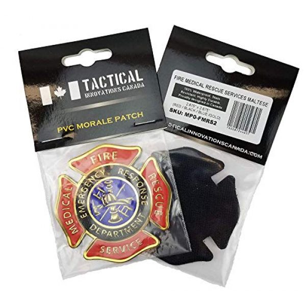 Tactical Innovations Canada Airsoft Morale Patch 4 PVC Morale Patch - Fire Medical Rescue Services 3"x3"- Red/Black/Blue/Gold