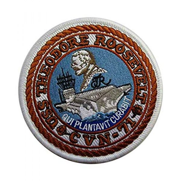 Embroidery Patch Airsoft Morale Patch 2 US USS Theodore Roosevelt CVN-71 Military Hook Loop Tactics Morale Embroidered Patch