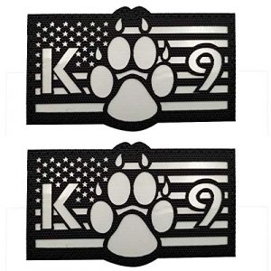 APBVIHL Airsoft Morale Patch 1 Glow in Dark USA Flag K9 Dog Handler Paw K-9 Tactical Morale Fastener Patch, Hook and Loop Backing for Harness Vest, Bundle 2 Pieces, 3.54 x 2.17 Inch