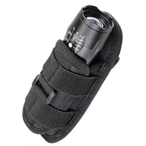 LIVANS Tactical Pouch 1 LIVANS Tactical Flashlight Pouch Holster, Rotatable Flashlight Holder Belt Clip Tactical Torch Carry Case with 360 Degree Carabiner Reel Clip