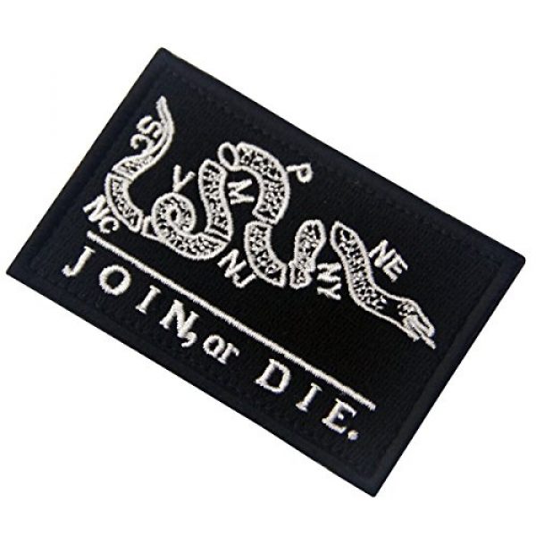 EmbTao Airsoft Morale Patch 4 Join Or Die Tactical Embroidered Morale Applique Fastener Hook&Loop Patch - Black