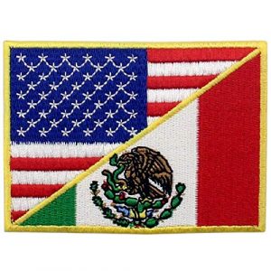 EmbTao Airsoft Morale Patch 1 USA American United State Flag and Mexico Flag Patch Embroidered National Applique Iron On Sew On Emblem, Multi-Color