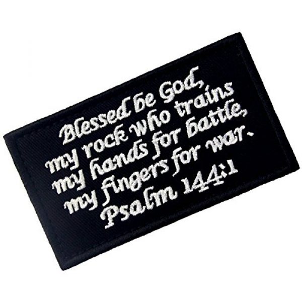 EmbTao Airsoft Morale Patch 3 Tactical Psalm 144:1 BNW Patch Combat Badge Morale Applique Embroidered Fastener Hook & Loop Emblem