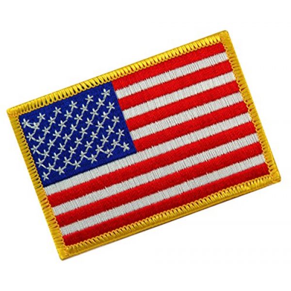 Cypress Collectibles Embroidered Patches Airsoft Morale Patch 1 American Flag Embroidered Tactical Patch Gold Border w/Velcro Brand Fastener