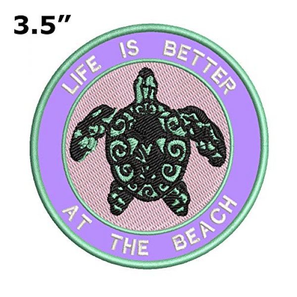 Appalachian Spirit Airsoft Morale Patch 2 Life is Better at The Beach Sea Turtle Embroidered Patch DIY Iron-on or Sew-on Decorative Badge Emblem Vacation Souvenir Travel Gear Appliques Megalodon Big Tooth Sharks Dolphins Whales Sea Life Jaws