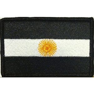 Fast Service Designs Airsoft Morale Patch 1 Argentina Flag Embroidered Patch with Hook & Loop Travel Patriotic Morale Shoulder B & W Emblem Black Border #22