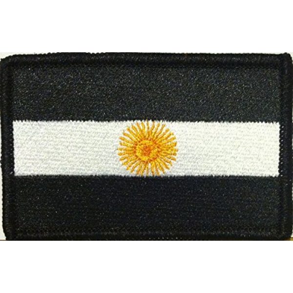 Fast Service Designs Airsoft Morale Patch 1 Argentina Flag Embroidered Patch with Hook & Loop Travel Patriotic Morale Shoulder B & W Emblem Black Border #22