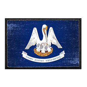 P PULLPATCH Airsoft Morale Patch 1 Louisiana State Flag - Color - Distressed Morale Patch | Hook and Loop Attach for Hats, Jeans, Vest, Coat | 2x3 in | by Pull Patch