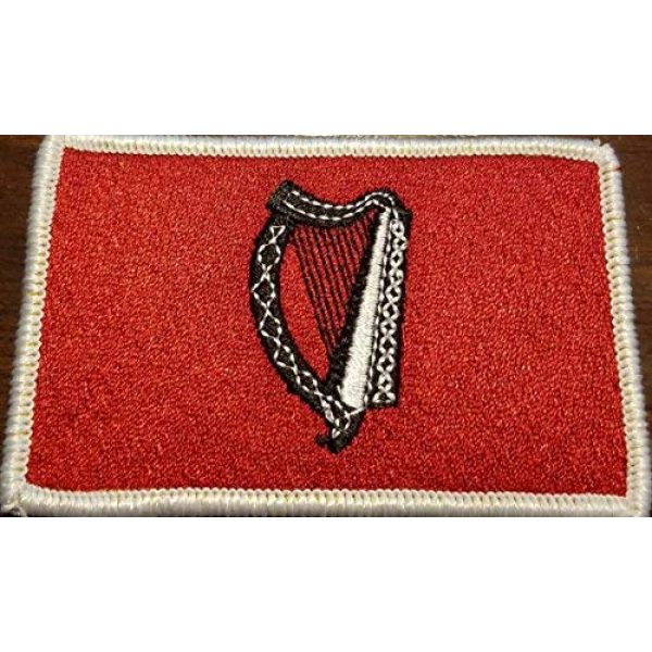 Fast Service Designs Airsoft Morale Patch 1 Irish Ireland The Harp Flag Embroidered Patch with Hook & Loop MC Biker Tactical Morale Shoulder Emblem Red & Black Version White Border