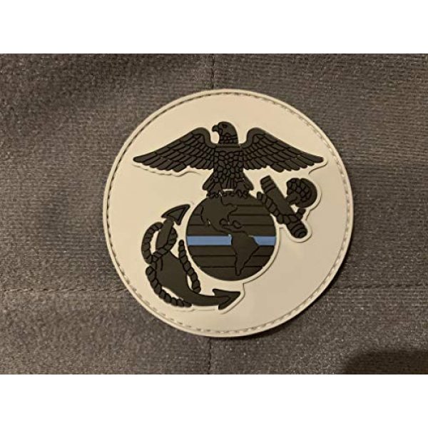 PakedDeals Airsoft Morale Patch 3 Round Thin Blue Line USMC Eagle Globe Anchor Patch Gear Bag Vest Police Marines