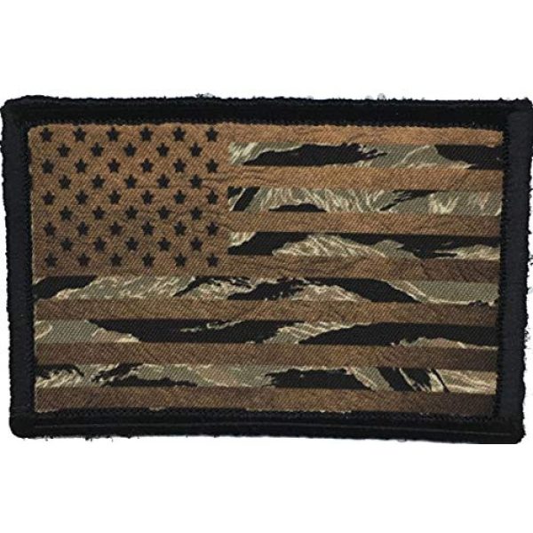 RedheadedTshirts Airsoft Morale Patch 1 Brown/Tiger Stripe USA Flag Morale Patch. 2x3" Hook Patch. Made in The USA