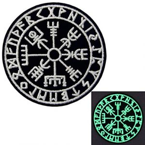 EmbTao Airsoft Morale Patch 1 EmbTao Glow in Dark Vegvisir Viking Compass Norse Rune Morale Tactical Embroidered Applique Fastener Hook&Loop Patch