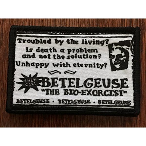 RedheadedTshirts Airsoft Morale Patch 2 Beetlejuice Business Card Morale Patch Funny Tactical Military. 2x3" Hook and Loop Made in The USA