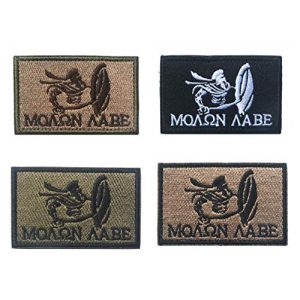 Tactical Embroidery Patch Airsoft Morale Patch 1 Warrior Sparta Molon Labe Tactical Embroidery Patch Hook & Loop Morale Patch Military Patch for Clothing Accessory Backpack Armband (4pcs)