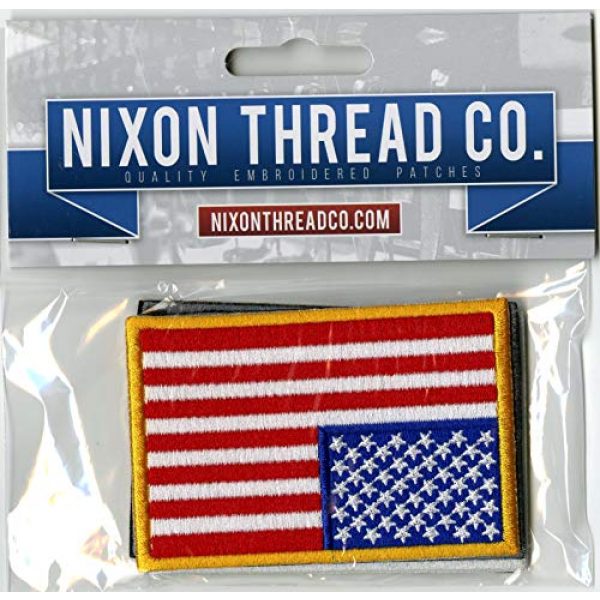 Nixon Thread Co. Airsoft Morale Patch 2 4pc American Flag Patches | USA Patriotic Red White Blue | Tactical Velcro Iron or Sew Hook Loop | Embroidered Patch (3.25") - by Nixon Thread Co. (Hook and Loop)