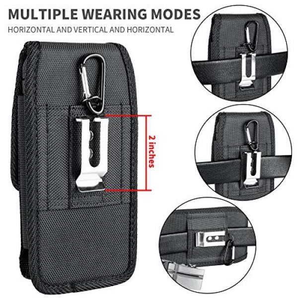 Aatacas Tactical Pouch 6 Tactical Carrier with [Belt Loop & Holster] Heavy Duty Rugged Nylon Carrying Case Pouch Phone Holder Belt Case with Clip, Fits Cell Phone with Thin Case On
