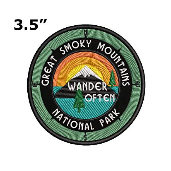 Sassy Treasures Airsoft Morale Patch 2 Great Smoky Mountains National Park - Wander Often - 3.5" Embroidered Patch DIY Iron On/Sew On Vacation Souvenir Travel Novelty Theme Decorative Applique