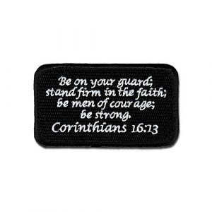BASTION Airsoft Morale Patch 1 BASTION Morale Patches (Corinthians 16:13 Choose Color) | 3D Embroidered Patches with Hook & Loop Fastener Backing | Well-Made Clean Stitching | Christian Patches for Tactical Bag, Hats & Vest (Black)