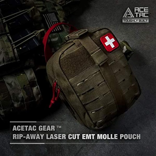 AceTac Gear Tactical Pouch 4 Ace Tac MOLLE Medical Pouch EMT 1000D Nylon First Aid Pouch Rip-Away IFAK Tactical Utility Pouch for Outdoor Activities Medical Supplies