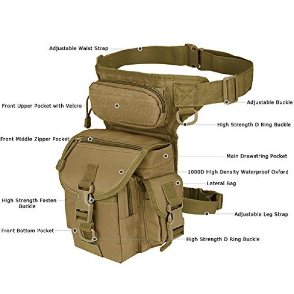 MAXTRA Tactical Pouch 3 Military Tactical Drop Leg Bag Tool Fanny Thigh Pack Leg Rig Utility Pouch Paintball Airsoft Motorcycle Riding Thermite Versipack, Tan