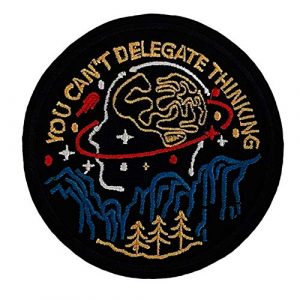 Minason Airsoft Morale Patch 1 Stars Brain You Can't Delegate Thinking Morale Tactical Patch Embroidered Applique Attachment Fastener Hook & Loop on Tactical Hat Bags Jackets and Gear (Black)