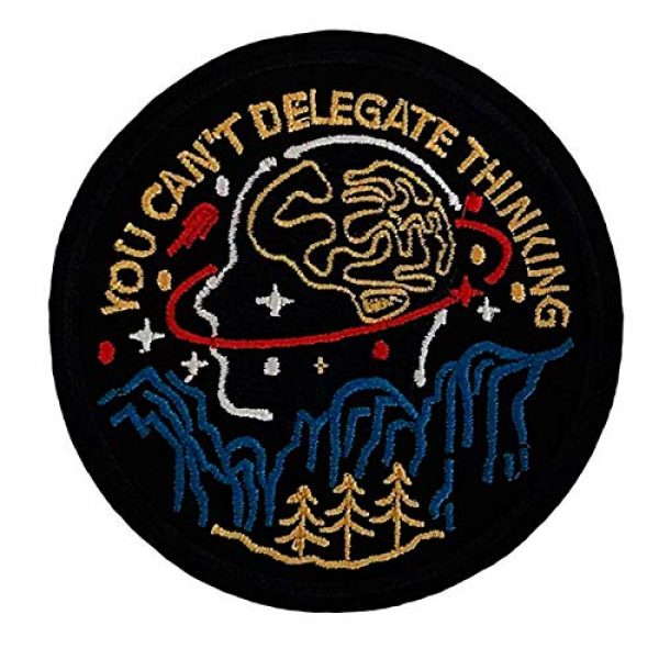 Minason Airsoft Morale Patch 1 Stars Brain You Can't Delegate Thinking Morale Tactical Patch Embroidered Applique Attachment Fastener Hook & Loop on Tactical Hat Bags Jackets and Gear (Black)