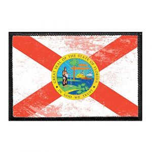 P PULLPATCH Airsoft Morale Patch 1 Florida State Flag - Color - Distressed Morale Patch | Hook and Loop Attach for Hats, Jeans, Vest, Coat | 2x3 in | by Pull Patch
