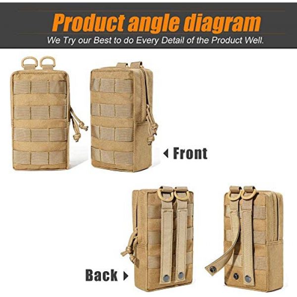 DODO DEER Tactical Pouch 5 DODO DEER 2 Pack Molle Pouch, Tactical Back Pouches, Tactical Compact Waist Bags EDC Utility Pouch Bags with 4 Hooks for Outdoor Hunting Camping Training