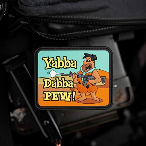 NEO Tactical Gear Airsoft Morale Patch 1 Yabba Dabba Pew Flintstones PVC Morale Patch - Hook Backed with Loop Piece by NEO Tactical Gear