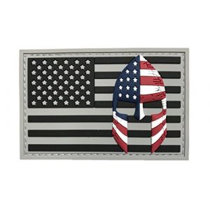 Armorbilt Airsoft Morale Patch 1 USA Flag with Spartan Helmet (Molon Labe) 3D PVC Rubber Morale Patch, Represent American Pride, Perfect for Tactical Operator Caps, Hats, Jackets, Bags, Packs and Military Apparel