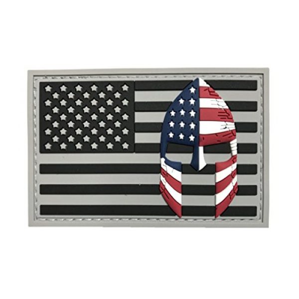 Armorbilt Airsoft Morale Patch 1 USA Flag with Spartan Helmet (Molon Labe) 3D PVC Rubber Morale Patch, Represent American Pride, Perfect for Tactical Operator Caps, Hats, Jackets, Bags, Packs and Military Apparel