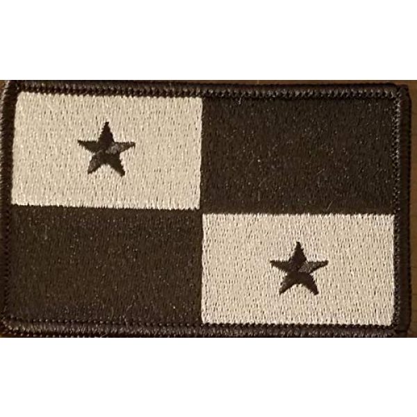Fast Service Designs Airsoft Morale Patch 1 Panama Flag Embroidered Patch Fastener Backing Hook & Loop Morale Tactical Shoulder Emblem Black & Gray Colors Black Border #1