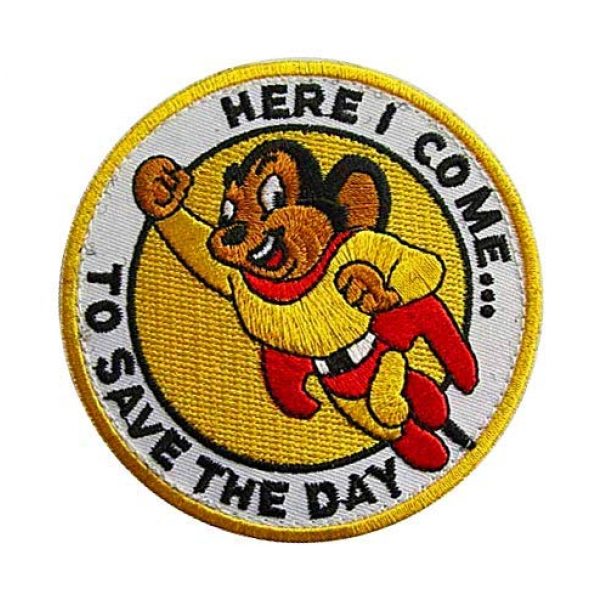 Embroidery Patch Airsoft Morale Patch 3 Mighty Mouse"Here I Come to Save The Day" Military Hook Loop Tactics Morale Embroidered Patch