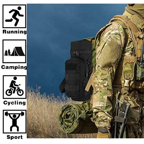 JASLITE Tactical Pouch 6 JASLITE Water Bottle Pouch, Upgraded 1000D Nylon Tactical Military MOLLE H2O Pouch Bottle Holder Hydration Carrier,Detachable Shoulder Strap for Backpack Camping Travel Outdoor Activities