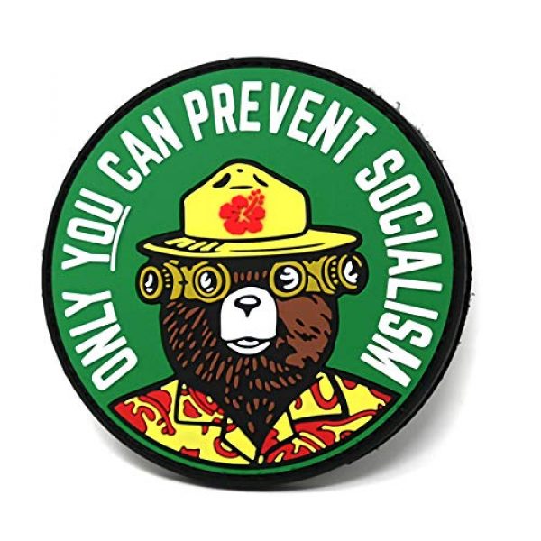 Stinking Patch Co. Airsoft Morale Patch 1 Only You Can Prevent Socialism Smokey Bear Parody Hook and Loop Patch | Funny Tactical Patch