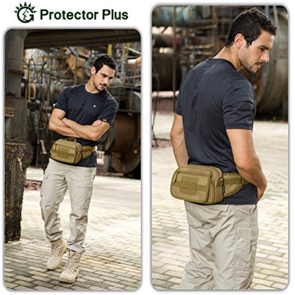 Protector Plus Tactical Pouch 4 Protector Plus Tactical Fanny Pack Military Running Waist Bag Sling Hip Belt MOLLE Army Lumbar Gear Pouch (Patch Included)