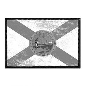 P PULLPATCH Airsoft Morale Patch 1 Florida State Flag - Black and White - Distressed Morale Patch | Hook and Loop Attach for Hats, Jeans, Vest, Coat | 2x3 in | by Pull Patch
