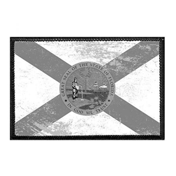 P PULLPATCH Airsoft Morale Patch 1 Florida State Flag - Black and White - Distressed Morale Patch | Hook and Loop Attach for Hats, Jeans, Vest, Coat | 2x3 in | by Pull Patch