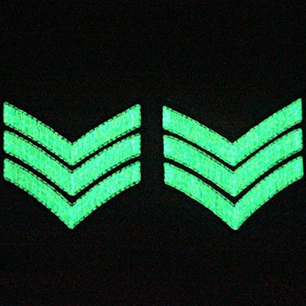 EmbTao Airsoft Morale Patch 3 Glow in Dark Millitary Uniform Chevrons Sergeant Stripes US Army Embroidered Arms Emblem Iron On Sew On Shoulder Patch, Pack of 2