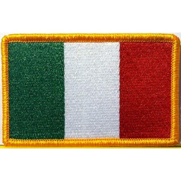 Fast Service Designs Airsoft Morale Patch 1 Italy Flag Embroidered Patch with Hook & Loop Travel Morale Patriotic MC Biker Shoulder Gold Border Italian Emblem #7
